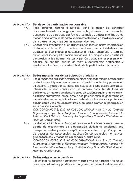 Ley General del Ambiente - CDAM - Ministerio del Ambiente