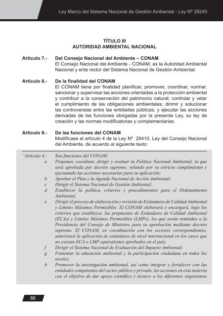 Ley General del Ambiente - CDAM - Ministerio del Ambiente