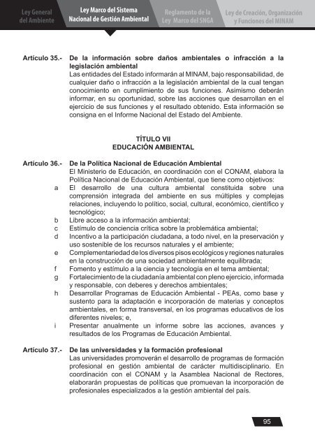 Ley General del Ambiente - CDAM - Ministerio del Ambiente