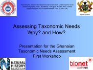 Assessing Taxonomic Needs Why? and How? - BioNET