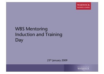WBS Mentoring Induction and Training Day - Warwick Business ...