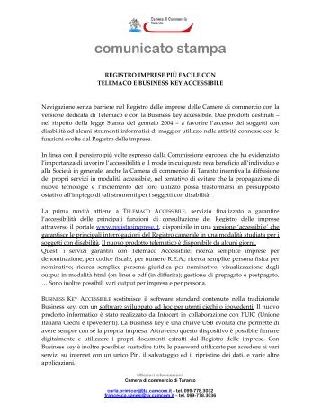 comunicato stampa - Camera di commercio di Taranto