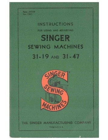 Singer Models, 31-19 & 31-47 Manual - ISMACS