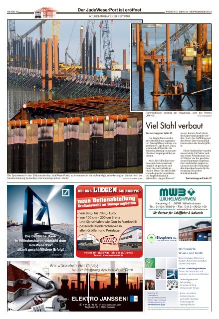 Der JadeWeserPort ist erÃ¶ffnet - Wilhelmshavener Zeitung