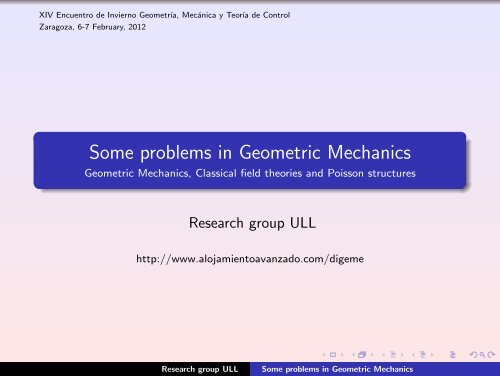 Some problems in Geometric Mechanics - Geometric Mechanics ...