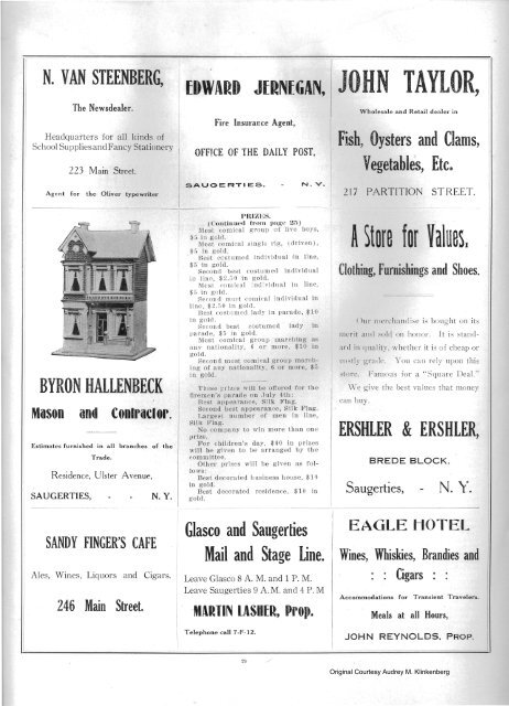 1911 Saugerties Centennial Program