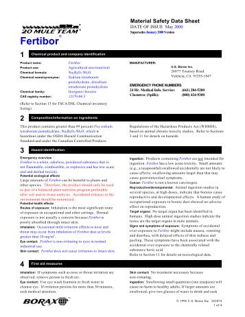 Fertibor Boron (50 Lb) MSDS