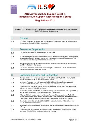 ARC Advanced Life Support Level 1 - Australian Resuscitation Council