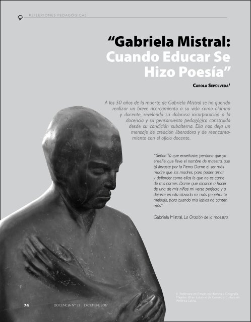 “Gabriela Mistral: Cuando Educar Se Hizo Poesía” - Revista Docencia