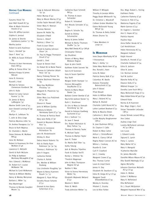 2009â10 Mount Mercy University Honor Roll of Donors