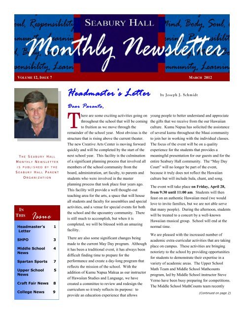 March 2012 Newsletter - Seabury Hall