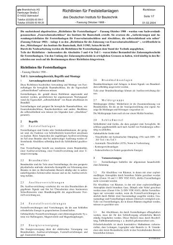 Richtlinien für Feststellanlagen - gte-Brandschutz AG