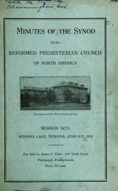 Reformed Presbyterian Minutes of Synod 1928 - Rparchives.org