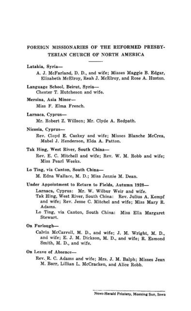 Reformed Presbyterian Minutes of Synod 1928 - Rparchives.org