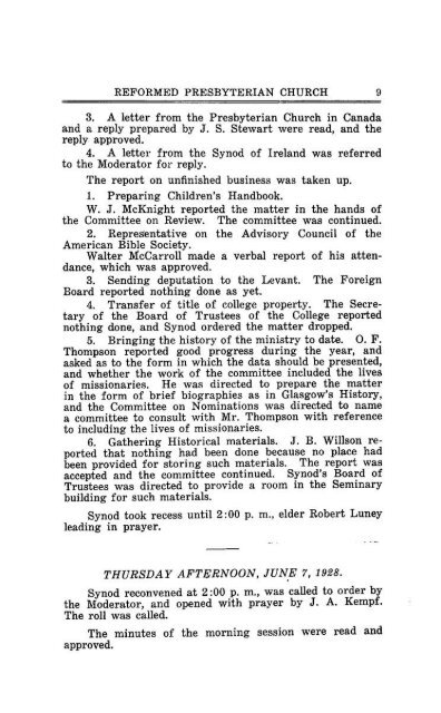 Reformed Presbyterian Minutes of Synod 1928 - Rparchives.org