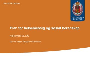 Plan helsemessig & sosial beredskap - Arendal kommune
