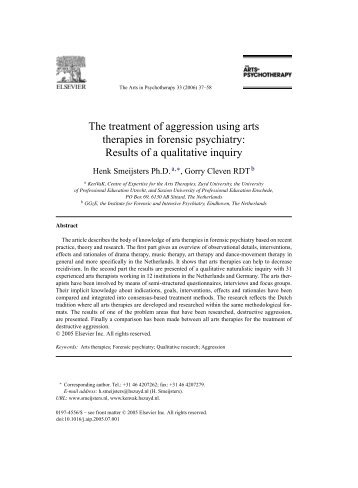 The treatment of aggression using arts therapies in forensic ...