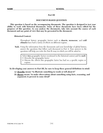 DBQ Deserts Monsoons Cold Climates - White Plains Public Schools