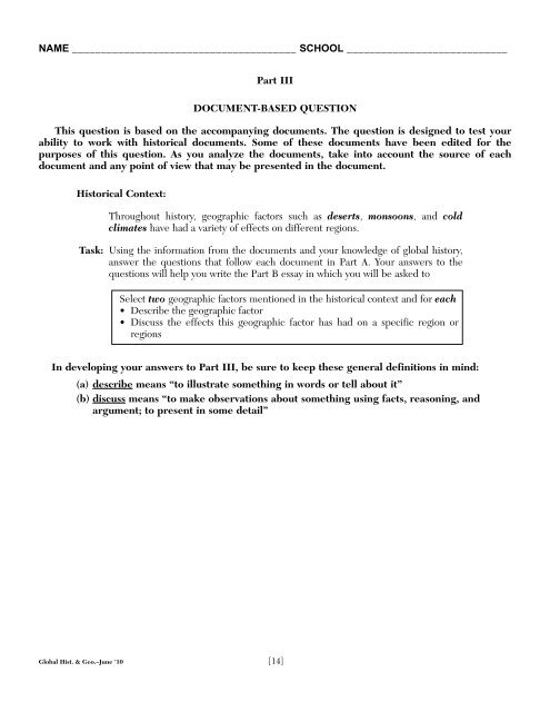 DBQ Deserts Monsoons Cold Climates - White Plains Public Schools