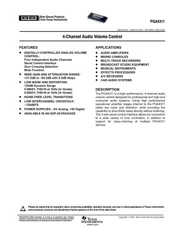 PGA4311: 4-Channel Audio Volume Control (Rev. A) - Free