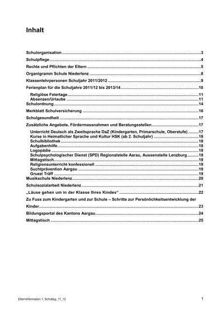 Elterninformation 1. Schultag_11_12 - Niederlenz