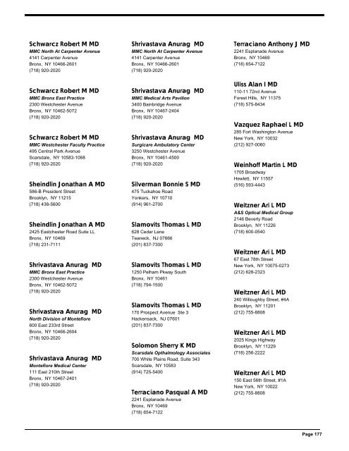 montefiore aco network directory - Montefiore Medical Center