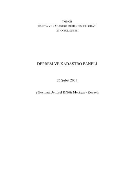 panel âdeprem ve kadastroâ - Harita ve Kadastro MÃ¼hendisleri OdasÄ±