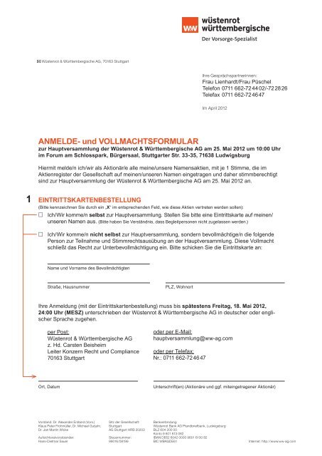 Anmelde Und Vollmachtsformular