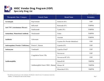 VDP Specialty Drug List - 2013 05.xlsx - Texas Medicaid/CHIP ...