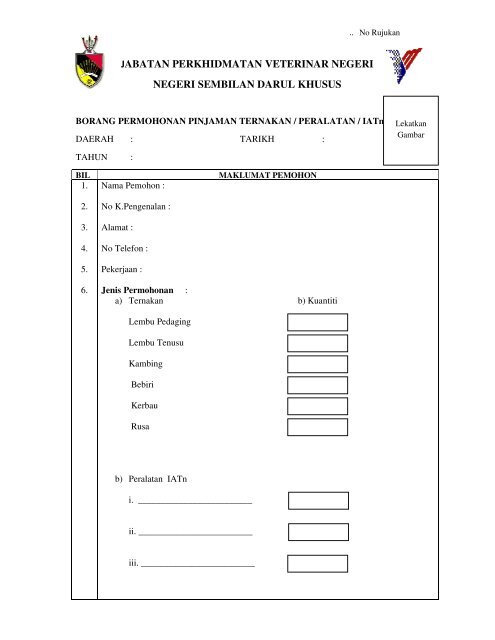 Permohonan Bantuan - Negeri Sembilan