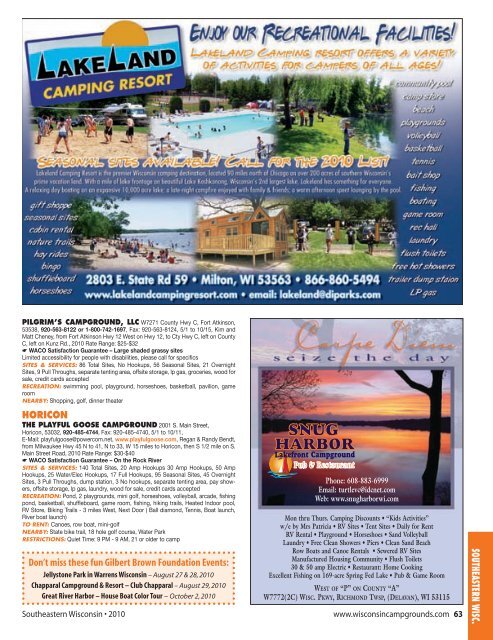 Campground Directory - Wisconsin Department of Tourism
