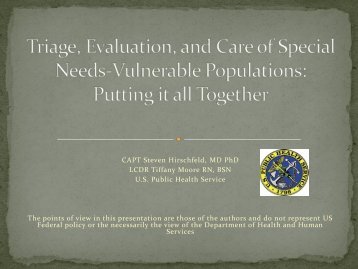 Triage, Evaluation, and Care of Special Needs-Vulnerable ...