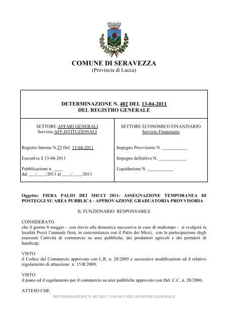 graduatoria provvisoria - Comune di Seravezza