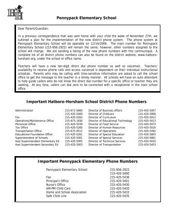 Pennypack Elementary School Phone Numbers - Hatboro-Horsham ...