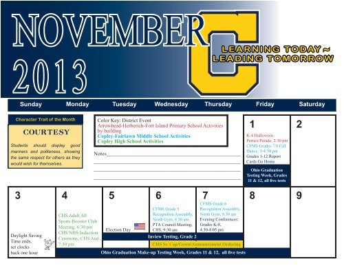 2013 District Activity Calendar - Copley-Fairlawn City Schools