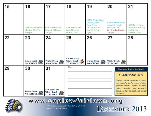 2013 District Activity Calendar - Copley-Fairlawn City Schools