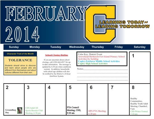 2013 District Activity Calendar - Copley-Fairlawn City Schools