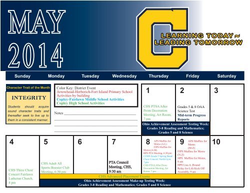 2013 District Activity Calendar - Copley-Fairlawn City Schools