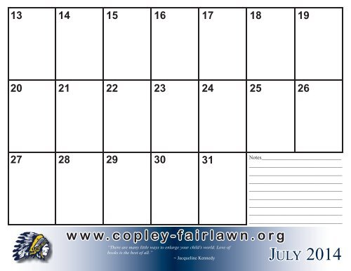 2013 District Activity Calendar - Copley-Fairlawn City Schools