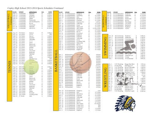 2013 District Activity Calendar - Copley-Fairlawn City Schools