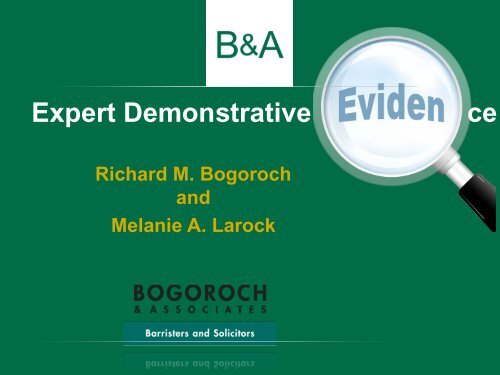 Expert Demonstrative Evidence - Bogoroch & Associates