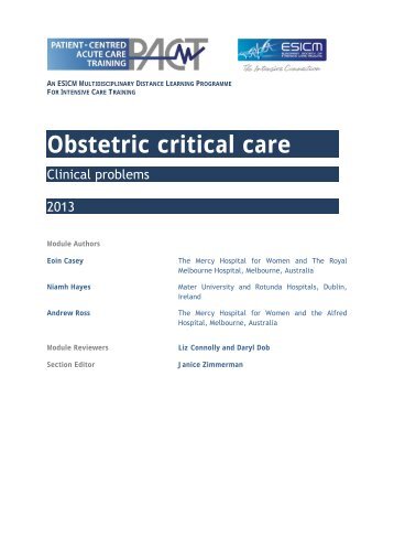 Obstetric critical care - PACT - ESICM