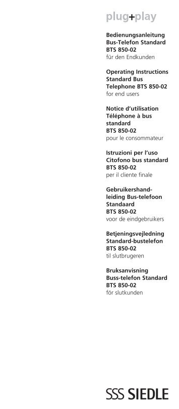 Bedienungsanleitung Bus-Telefon Standard BTS 850 ... - Siedle USA