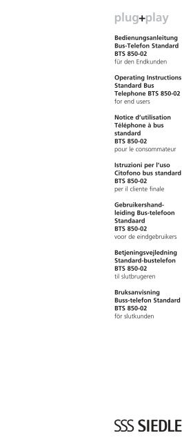 Bedienungsanleitung Bus-Telefon Standard BTS 850 ... - Siedle USA