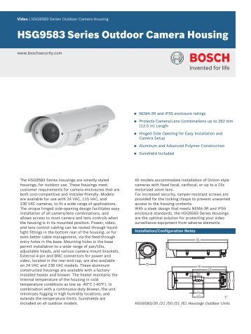 HSG9583 Series Outdoor Camera Housing - Bosch Security Systems