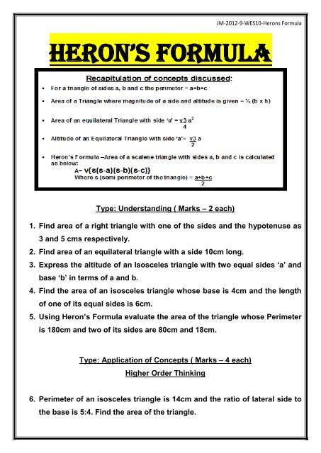HERON'S FORMULA - Math with JM - home