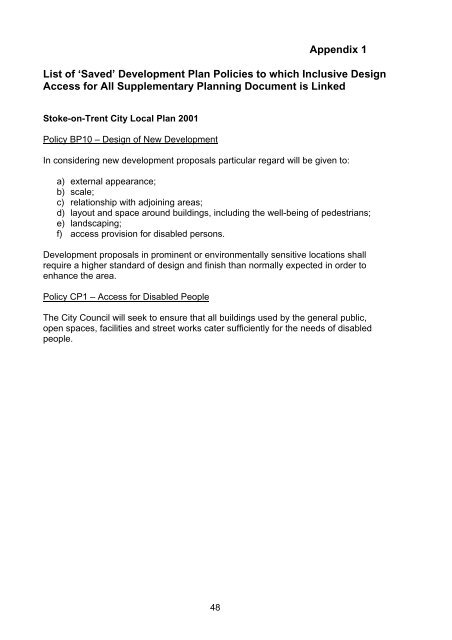 Draft Supplementary Planning Guidance - Stoke-on-Trent City Council