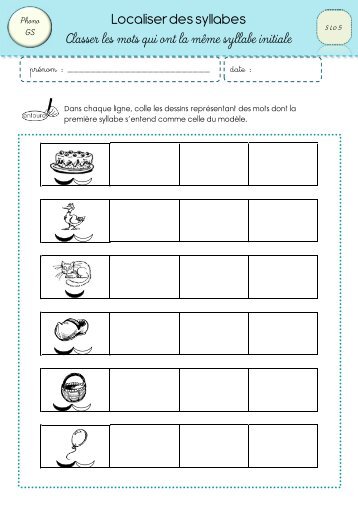 Localiser les syllabes 2 - classeurdecole