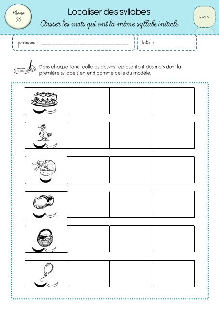 Localiser les syllabes 2 - classeurdecole