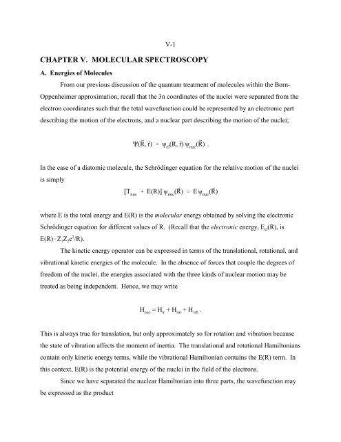 Chapter 5 Molecular Spectroscopy